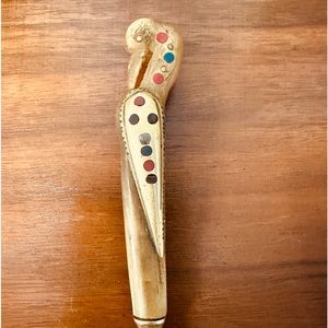 Brass letter opener with inlays